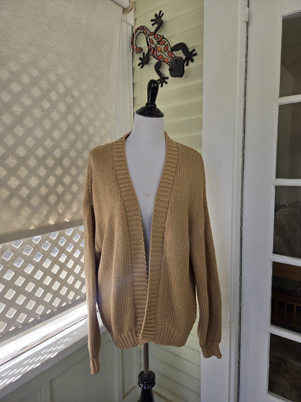 Open-Front Knit Cardigan Sweater - Camel - Picture 3 of 7